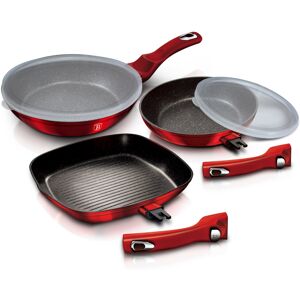 URBN-CHEF (Burgundy) 5Pc Non Stick Aluminum Frying Pan Set With Grill Induction Detachable URBN-CHEF (Burgundy) 5Pc Non Stick Aluminum Frying Pan Set With Grill Induction Detachable