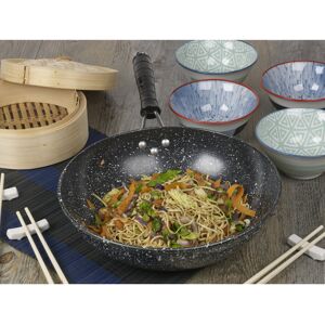 URBN-CHEF 30cm 12" Black Marble Carbon Steel Wok Chinese Non Stick Frying Pan URBN-CHEF 30cm 12" Black Marble Carbon Steel Wok Chinese Non Stick Frying Pan
