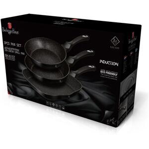 Berlinger Haus (Black Silver) 3pc Frying Grill Pan Aluminium Non Stick Coating Berlinger Haus (Black Silver) 3pc Frying Grill Pan Aluminium Non Stick Coating