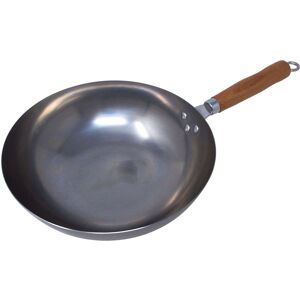 The Vintage Gourmet (12 Inch, Round Bottomed) Wok Pan Round or Flat Base with Wooden Handle The Vintage Gourmet (12 Inch, Round Bottomed) Wok Pan Round or Flat Base with Wooden Handle