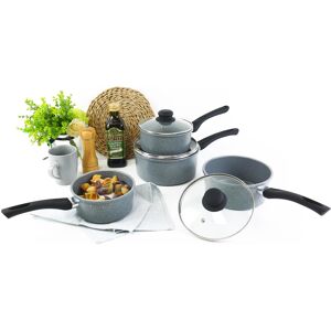 URBN-CHEF 4 Pc Forged Carbon Steel Marble Grey Non-stick Saucepan Pot & Pan Set URBN-CHEF 4 Pc Forged Carbon Steel Marble Grey Non-stick Saucepan Pot & Pan Set