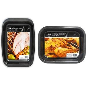 BS 2 x Non Stick Oven Baking Roasting Roaster Tin Tray Pan BS 2 x Non Stick Oven Baking Roasting Roaster Tin Tray Pan