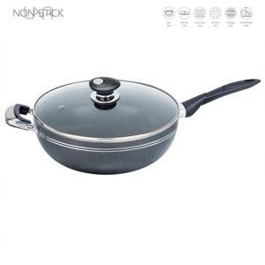 (28 cm 4.8 Litre) SQ Professional UNA Non-Stick Aluminium Wok Long Handle with L (28 cm 4.8 Litre) SQ Professional UNA Non-Stick Aluminium Wok Long Handle with L