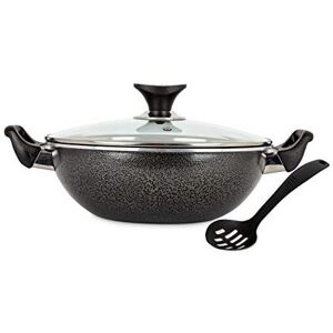 Casa D' Or 36cm Black Non Stick Cooking Aluminium Wok Deep Frying Pan Dual Handle Glass Lid Casa D' Or 36cm Black Non Stick Cooking Aluminium Wok Deep Frying Pan Dual Handle Glass Lid