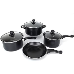 Gr8 Home Black 7 Piece Non Stick Cookware Set Cooking Pot Frying Pan Saucepan Gr8 Home Black 7 Piece Non Stick Cookware Set Cooking Pot Frying Pan Saucepan