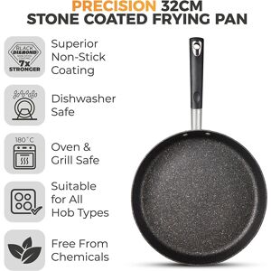 Tower T900211 Precision 32cm Stone Coated Frying Pan with Black Diamond PTFE Non Tower T900211 Precision 32cm Stone Coated Frying Pan with Black Diamond PTFE Non