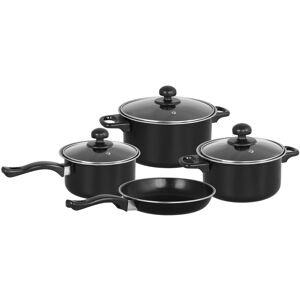 Gr8 Home (Black) Non Stick 7 Pcs Frying Pan Saucepan Cookware Set Gr8 Home (Black) Non Stick 7 Pcs Frying Pan Saucepan Cookware Set