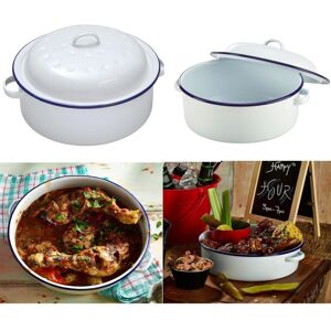 The Vintage Gourmet VG® Round Enamel Roaster with Lid, 26cm, Oven Safe The Vintage Gourmet VG® Round Enamel Roaster with Lid, 26cm, Oven Safe