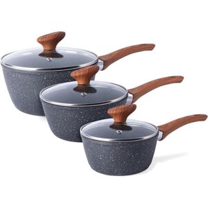 Unbranded (Set Of 3, Marble) Non Stick Saucepan Set – Induction Saucepan with Lid – 3pcs M Unbranded (Set Of 3, Marble) Non Stick Saucepan Set – Induction Saucepan with Lid – 3pcs M