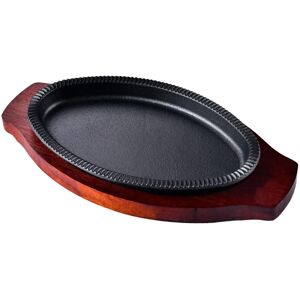 CLOSKYE (L) Cast Iron Steak Plate Nonstick with Wooden Base Fajita Pan Sizzle Griddle St CLOSKYE (L) Cast Iron Steak Plate Nonstick with Wooden Base Fajita Pan Sizzle Griddle St