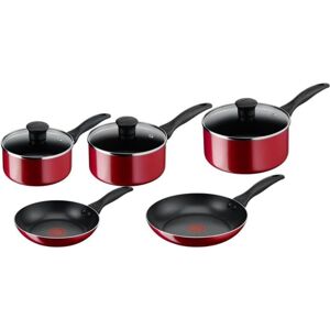 Tefal Bistro B097S544 5 pcs Non-Stick Cookware Pots & Pan Set, Red Tefal Bistro B097S544 5 pcs Non-Stick Cookware Pots & Pan Set, Red