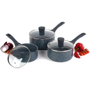 Russell Hobbs COMBO-4838A Nightfall Stone Saucepan Set, 3 Piece Collection, 16/1 Russell Hobbs COMBO-4838A Nightfall Stone Saucepan Set, 3 Piece Collection, 16/1