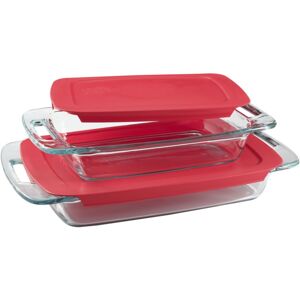 Pyrex Easy Grab 4-Piece Value Pack includes 1-ea 3-qt Oblong 2-qtOblong Red P Pyrex Easy Grab 4-Piece Value Pack includes 1-ea 3-qt Oblong 2-qtOblong Red P