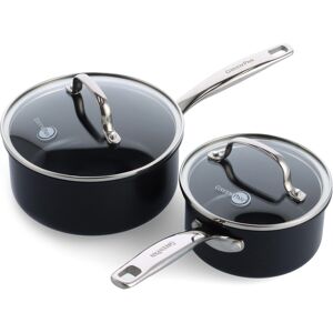 GreenPan Prime Chatham 1QT & 2QT Saucepan Pot Set with Glass Lids Hard Anodized GreenPan Prime Chatham 1QT & 2QT Saucepan Pot Set with Glass Lids Hard Anodized