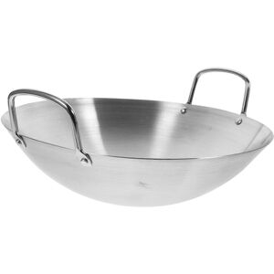 Kricely (26X26cm, One size) Stainless Steel Wok Round Bottom Wok Large Fry Pan Large Cap Kricely (26X26cm, One size) Stainless Steel Wok Round Bottom Wok Large Fry Pan Large Cap