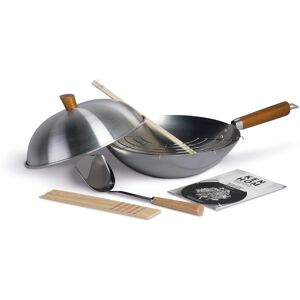 Ken Hom Carbon Steel Wok Set, 31cm, Classic, Non-Induction/Natural Patina Non-St Ken Hom Carbon Steel Wok Set, 31cm, Classic, Non-Induction/Natural Patina Non-St
