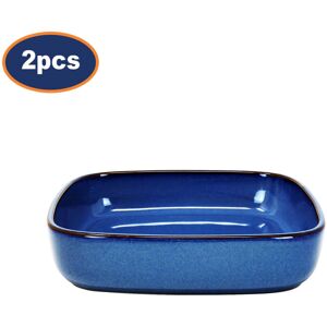 Mason Cash Baking Oven Dish 2pc Set Stoneware Roast Tray Square Reactive Glaze Blue 1.8L Mason Cash Baking Oven Dish 2pc Set Stoneware Roast Tray Square Reactive Glaze Blue 1.8L