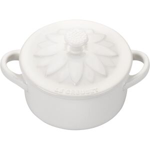 Le Creuset Stoneware Mini Round Cocotte with Flower Lid 8oz. White Le Creuset Stoneware Mini Round Cocotte with Flower Lid 8oz. White