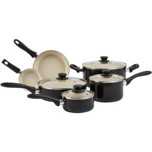 Amazon Basics Ceramic Non-Stick Pots and Pans, 11-Piece Cookware Set, PFOA- and Amazon Basics Ceramic Non-Stick Pots and Pans, 11-Piece Cookware Set, PFOA- and