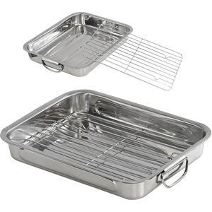 GEEZY Roasting Tray with Rack Stainless Steel Oven Roaster Tin for Meat & Vegeta GEEZY Roasting Tray with Rack Stainless Steel Oven Roaster Tin for Meat & Vegeta