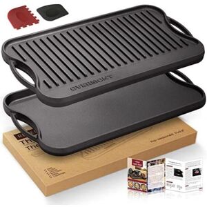 OVERMONT Pre-Seasoned Cast Iron Reversible Griddle Grill Pan with Handles for Ga OVERMONT Pre-Seasoned Cast Iron Reversible Griddle Grill Pan with Handles for Ga