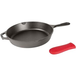 Lodge Cast Iron Skillet with Red Silicone Hot Handle Holder 12-inch Lodge Cast Iron Skillet with Red Silicone Hot Handle Holder 12-inch