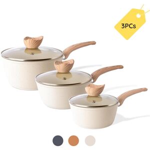 Unbranded (Cream Granite) Nuovva Non Stick Saucepan Set – Induction Saucepan with Lid – 3p Unbranded (Cream Granite) Nuovva Non Stick Saucepan Set – Induction Saucepan with Lid – 3p