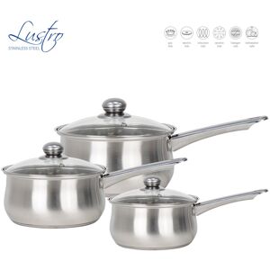 SQ Professional (Steel ) Lustro Stainless Steel Saucepan Set 3pc SQ Professional (Steel ) Lustro Stainless Steel Saucepan Set 3pc