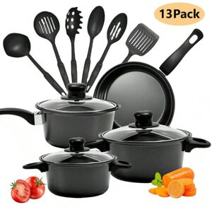 Unbranded 13pcs Cookware Set Pan Pot Non Stick Saucepans Frying Pan w/ Glass Lid Unbranded 13pcs Cookware Set Pan Pot Non Stick Saucepans Frying Pan w/ Glass Lid