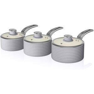 Swan SWPS3020GRN Retro Induction Saucepan Set With Glass Lids, Non Stick Ceramic Swan SWPS3020GRN Retro Induction Saucepan Set With Glass Lids, Non Stick Ceramic
