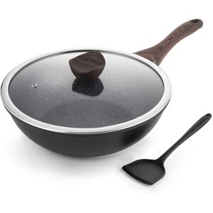 Kordisen Non Stick Induction Wok Pan, 30cm Deep Stir-Fry Pans with Lid, Stay Coo Kordisen Non Stick Induction Wok Pan, 30cm Deep Stir-Fry Pans with Lid, Stay Coo