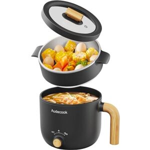 Audecook Electric Hot Pot with Steamer, 1.5L Portable Non-Stick Mini Multifuncti Audecook Electric Hot Pot with Steamer, 1.5L Portable Non-Stick Mini Multifuncti