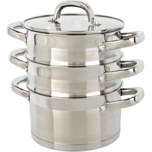 Salter Timeless 3 Tier Steamer ? 18cm Stainless Steel Stackable Cooking Pots, In Salter Timeless 3 Tier Steamer ? 18cm Stainless Steel Stackable Cooking Pots, In