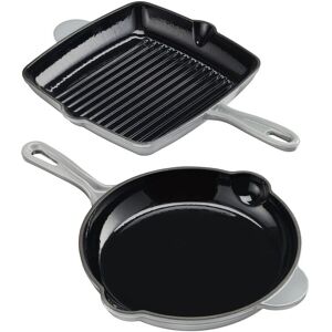 Cooks Professional (Grey) Cook Professional Cast Iron Frying Pan & Skillet 2 Piece Set Cooks Professional (Grey) Cook Professional Cast Iron Frying Pan & Skillet 2 Piece Set