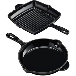 Cooks Professional (Black) Cook Professional Cast Iron Frying Pan & Skillet 2 Piece Set Cooks Professional (Black) Cook Professional Cast Iron Frying Pan & Skillet 2 Piece Set