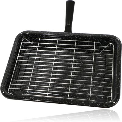SPARES2GO Small Grill Pan + Rack and Detachable Handle for DIPLOMAT Oven Cooker SPARES2GO Small Grill Pan + Rack and Detachable Handle for DIPLOMAT Oven Cooker