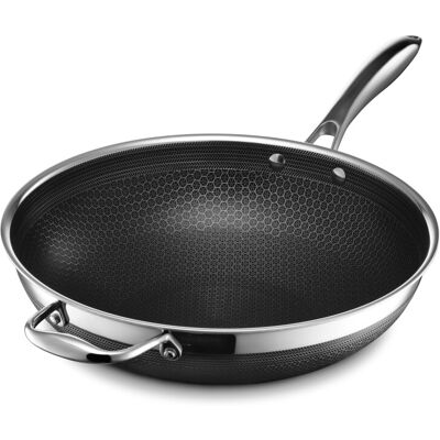HexClad Hybrid Nonstick Wok, 30 cm, Stay-Cool Handle, Dishwasher Safe, Induction HexClad Hybrid Nonstick Wok, 30 cm, Stay-Cool Handle, Dishwasher Safe, Induction
