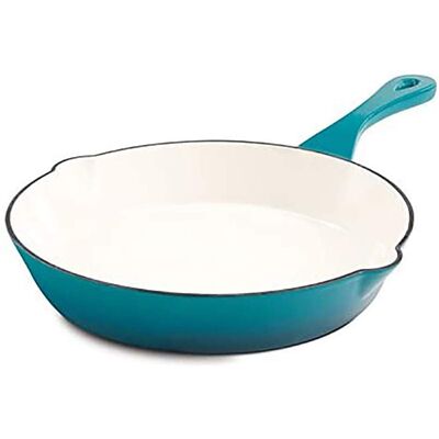 Crock-Pot Crock Pot Artisan 10 Inch Enameled Cast Iron Round Skillet Teal Ombre Crock-Pot Crock Pot Artisan 10 Inch Enameled Cast Iron Round Skillet Teal Ombre