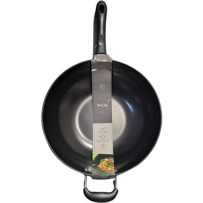 Hilltop Honey Hilltop Supplies Wok 32cm, Black Carbon Steel, Stir-Fry Pan, Non Stick, Suitable Hilltop Honey Hilltop Supplies Wok 32cm, Black Carbon Steel, Stir-Fry Pan, Non Stick, Suitable