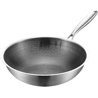 Kricely (As show, One size) Stainless Steel Wok Honeycomb Grain Frying Pan Handled Kitch Kricely (As show, One size) Stainless Steel Wok Honeycomb Grain Frying Pan Handled Kitch