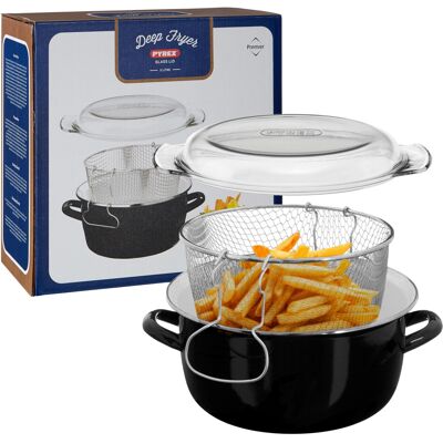 Premier Housewares 5L Deep Fat Fryer Enamel Glass Lid Chip Fryer Deep Frying Pan Premier Housewares 5L Deep Fat Fryer Enamel Glass Lid Chip Fryer Deep Frying Pan