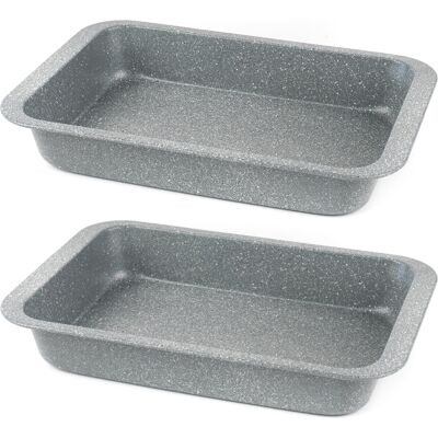 Salter COMBO-8051A Marblestone 36cm Roasting Pan, Set of 2 Non-Stick Bakeware, P Salter COMBO-8051A Marblestone 36cm Roasting Pan, Set of 2 Non-Stick Bakeware, P