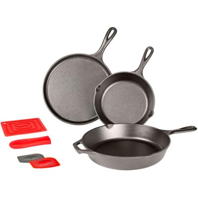 Lodge L6SPB41 Essential Skillet Set 7-Piece Black Lodge L6SPB41 Essential Skillet Set 7-Piece Black