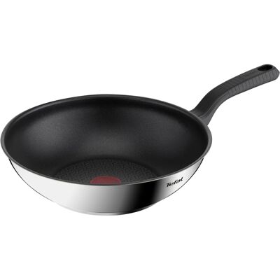 Tefal Comfort Max 28cm Stainless Steel Wok, Durable Non-Stick Pan with Thermo-Sp Tefal Comfort Max 28cm Stainless Steel Wok, Durable Non-Stick Pan with Thermo-Sp