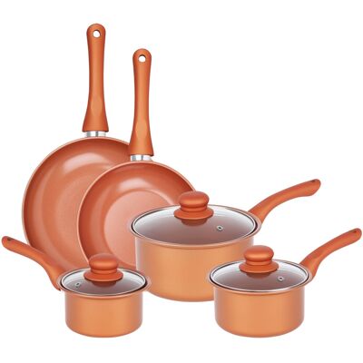 Gr8 Home Copper 8 Pcs Carbon Steel Non Stick Cookware Set Gr8 Home Copper 8 Pcs Carbon Steel Non Stick Cookware Set