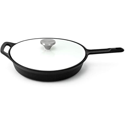 HearthStone Cookware HearthStone Pearl Enamel Cast Iron Frying Pan with Lid 26cm White HearthStone Cookware HearthStone Pearl Enamel Cast Iron Frying Pan with Lid 26cm White