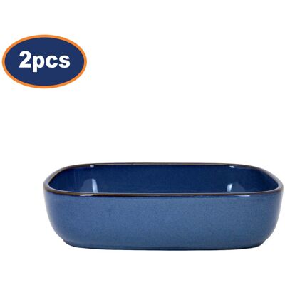 Mason Cash Baking Oven Dish 2pc Set Stoneware Roast Tray Rectangle Reactive Glaze Blue 1.2L Mason Cash Baking Oven Dish 2pc Set Stoneware Roast Tray Rectangle Reactive Glaze Blue 1.2L