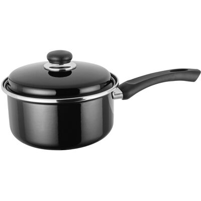 Judge Essentials Enamel, 20cm Saucepan, 3L, Non-Stick, Black Judge Essentials Enamel, 20cm Saucepan, 3L, Non-Stick, Black
