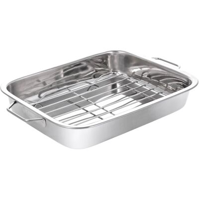 Pendeford Housewares Pendeford Stainless Steel Roasting Tray with Rack 30cm – Large Deep Roaster, Ove Pendeford Housewares Pendeford Stainless Steel Roasting Tray with Rack 30cm – Large Deep Roaster, Ove