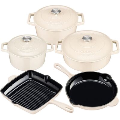 (Ivory) Cooks Professional Set of 5 Cast Iron (Ivory) Cooks Professional Set of 5 Cast Iron